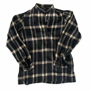 Vintage Turnbull & Asser London 100% Silk Plaid Blouse Made in England Size 8